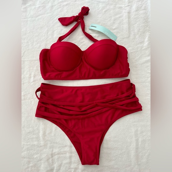 🌶️ *NWT* Dressfo Red swim top and bottom. Size 10 - Picture 3 of 8